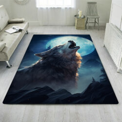 Wolf Howling At The Moon Night Rug TQN1419R