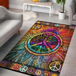 Hippie Peace Sign Tree Of Life Hippie Rug TPT1002R