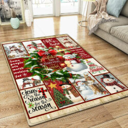 Snowman Christmas Snowflakes Are Kisses From Heaven Rug MLN4375R