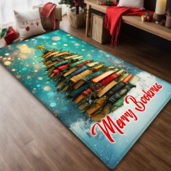 Merry Bookmas, Christmas Books Tree, Love Reading Books Rug TPT2364R