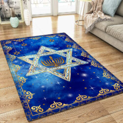 Jewish Star of David, Lighting Hanukkah Rug TPT2385R