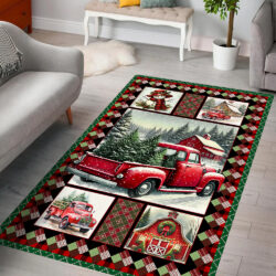 Red Truck All Roads Lead Home Christmas Rug VTM674R