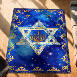 Jewish Star of David, Lighting Hanukkah Rug TPT2385R