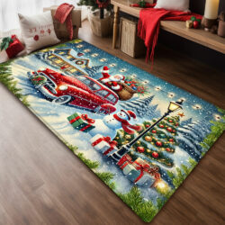 Santa Claus and Snowman Christmas Rug VTM662R