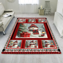 Snowman with Cardinal Christmas Rug VTM643R