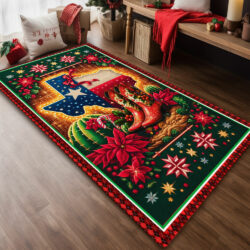 Texas Christmas Cowgirl Boots Western Holidays Rug TQN4234R